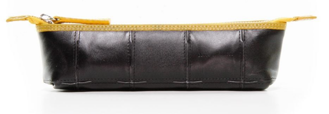 recycled fire hose cosmetic case black yellow