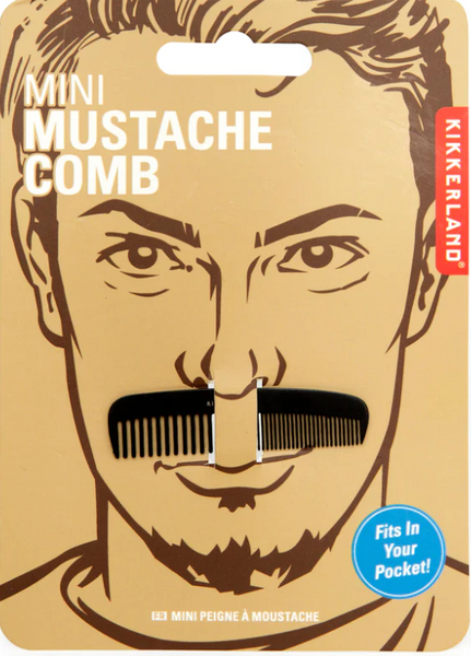 miniature stainless steel mustache comb kikkerland