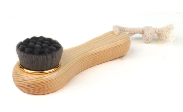 charcoal bristle facial body cleansing brush wooden