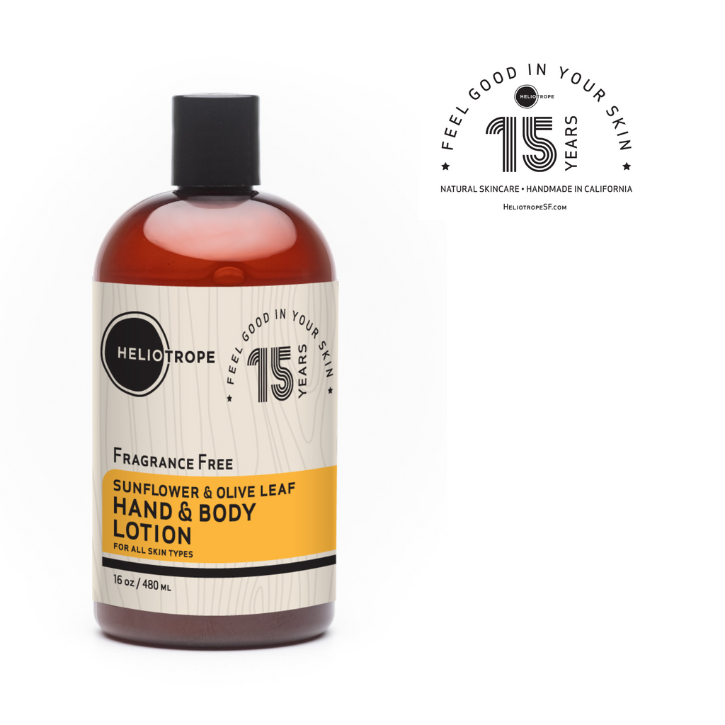 sunflower olive leaf hand body lotion heliotrope natural skincare 15th anniversary