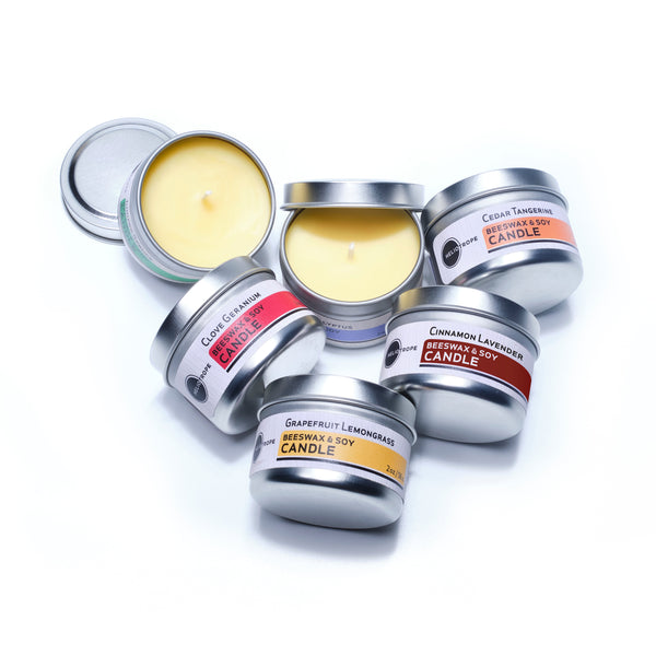 best beeswax & soy travel candle all-natural aromatherapy