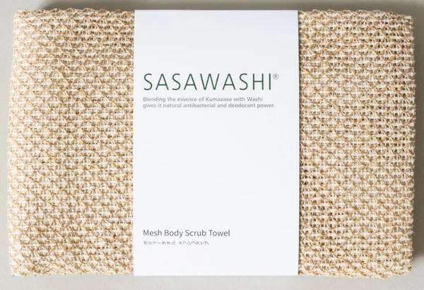 japanese body towel scrub exfoliating mesh weave sasawashi natural fiber 