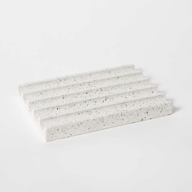 concrete terrazzo soap dish white