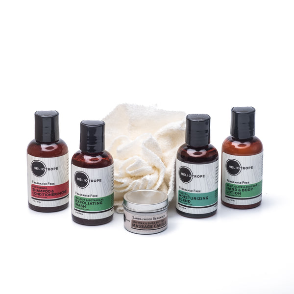 body care travel gift basket lotion shower gel shampoo conditioner candle sponge cloth